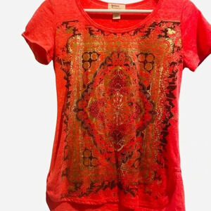Madison & Berkeley Gold Pink Tee Shirt Size Medium Metallic Top Shimmer